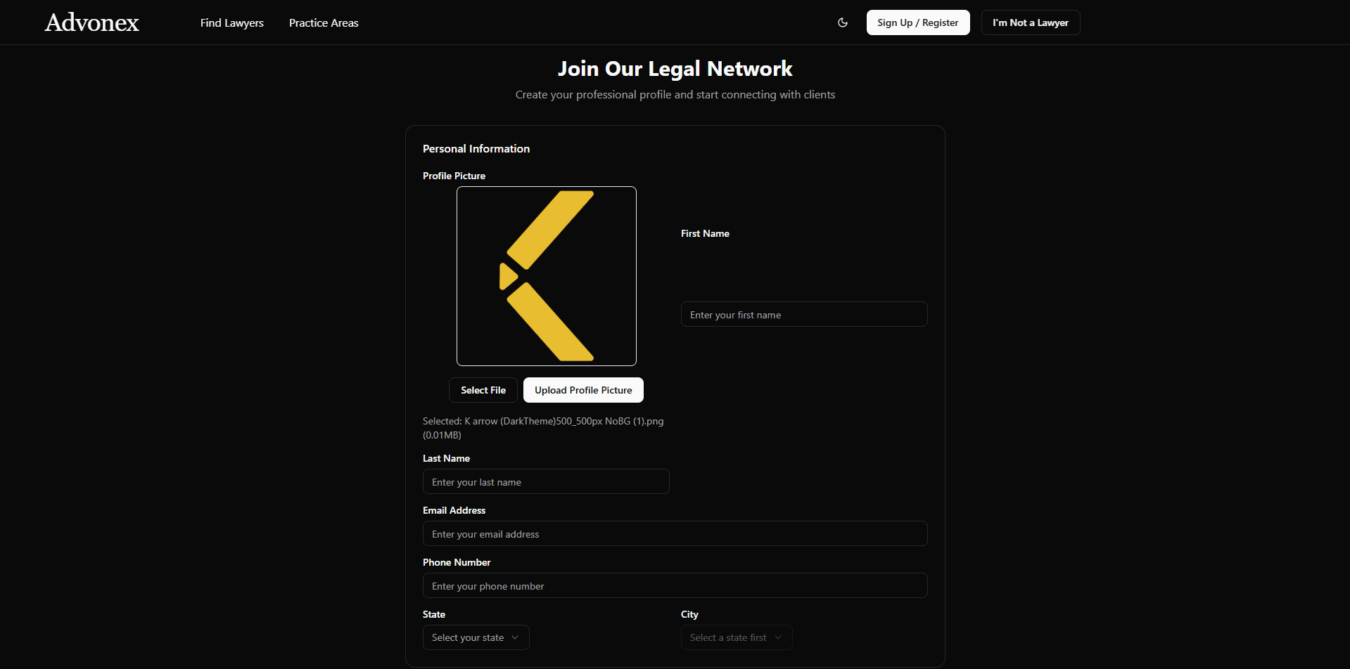Showcase of the Advonex website project