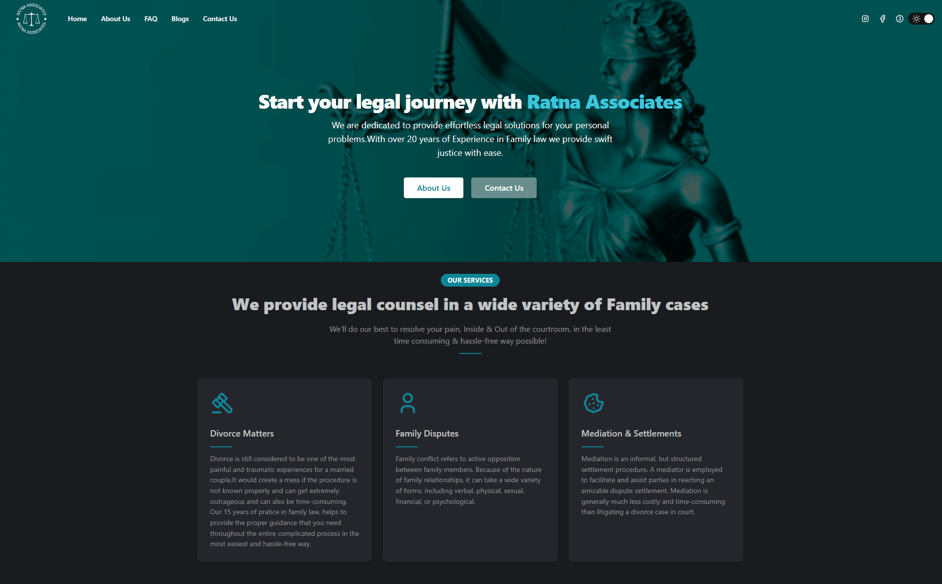 Showcase of the Advocate Ratna Singh website project